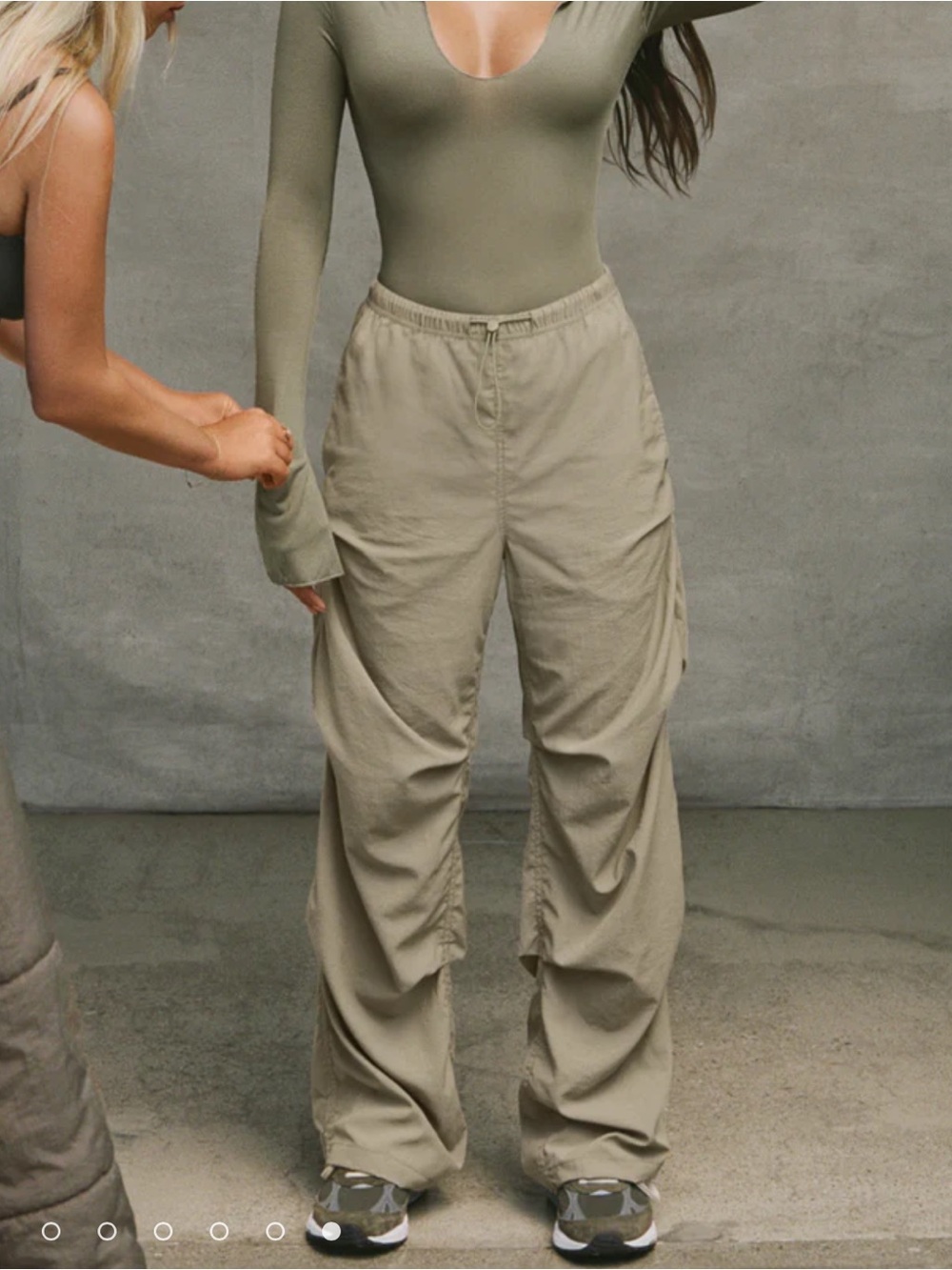 JOAH BROWN Ruched Track Hiking Pant Cargo Nylon NWT FAWN Tan (FIT101) - Picture 4 of 7